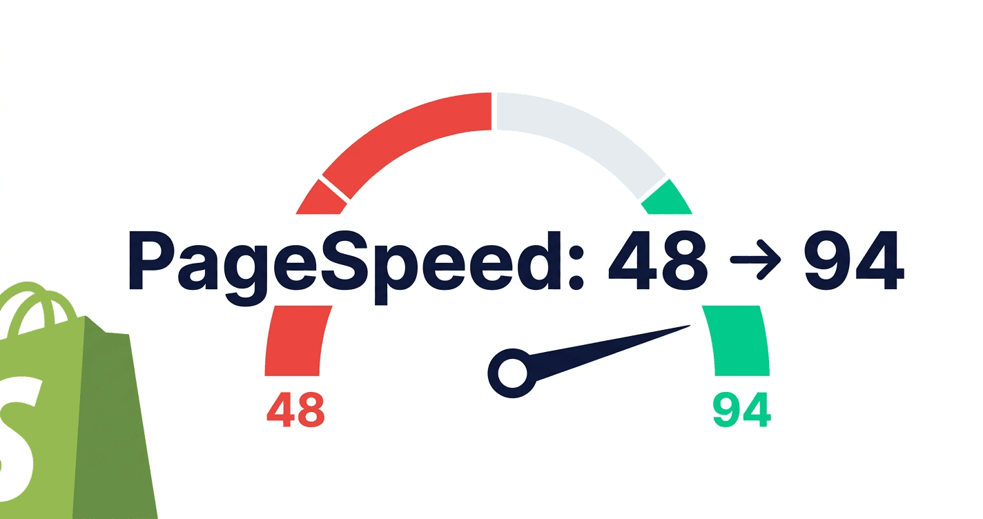 PageSpeed Insights score jumping from 48 to 94 for a Shopify store